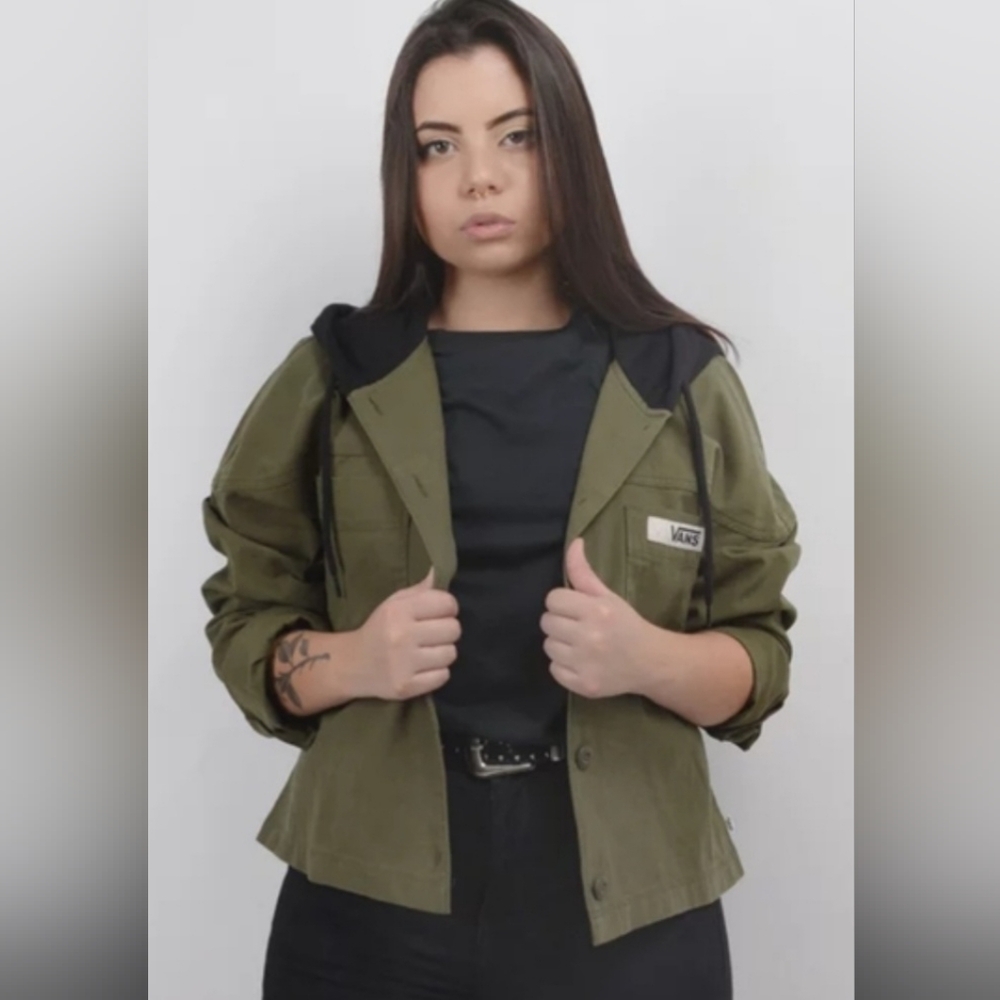 Vans Olive Green Utility Jacket with Black Hood Sz XL